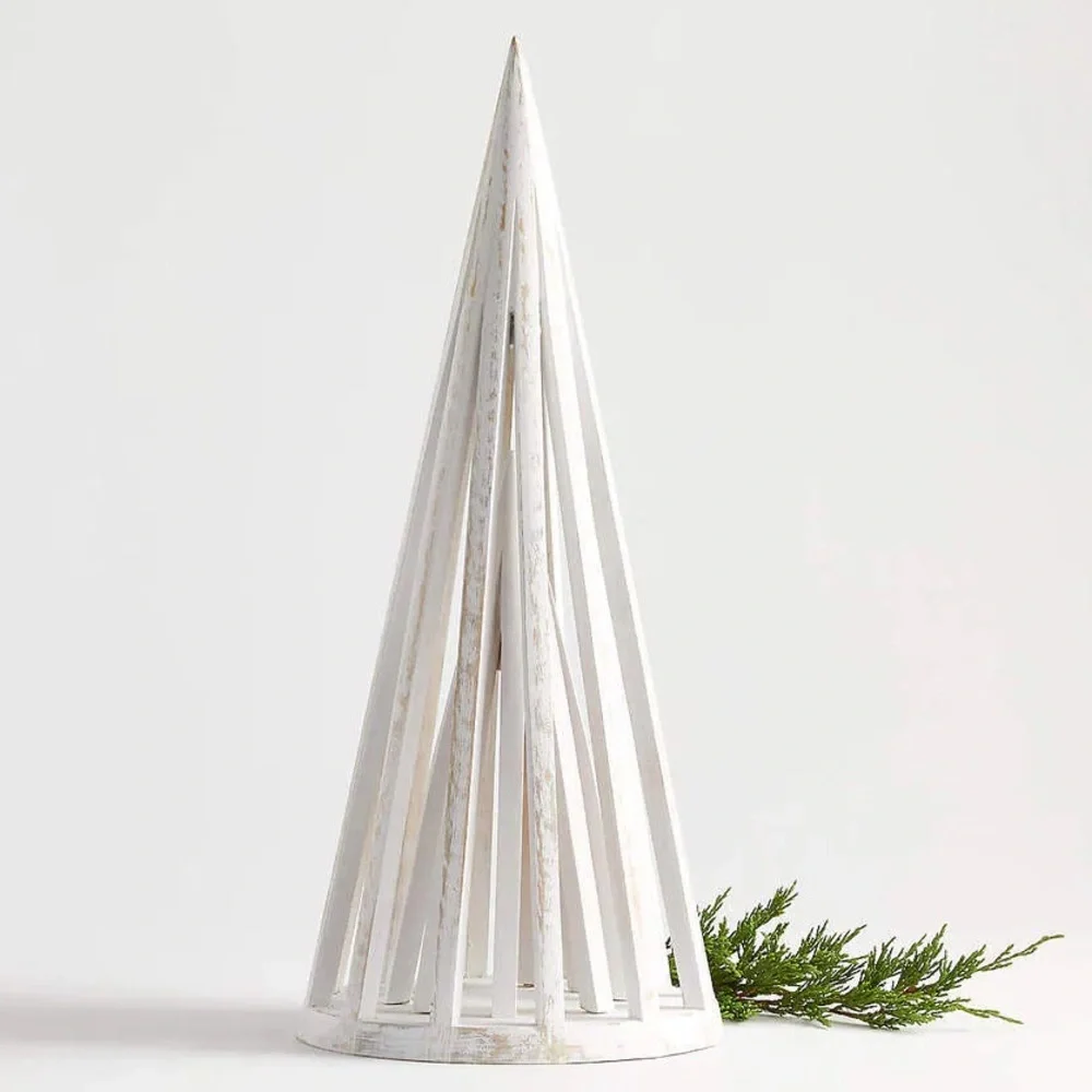 Crate & Barrel Hallstatt Whitewashed Wood Tree Decoration